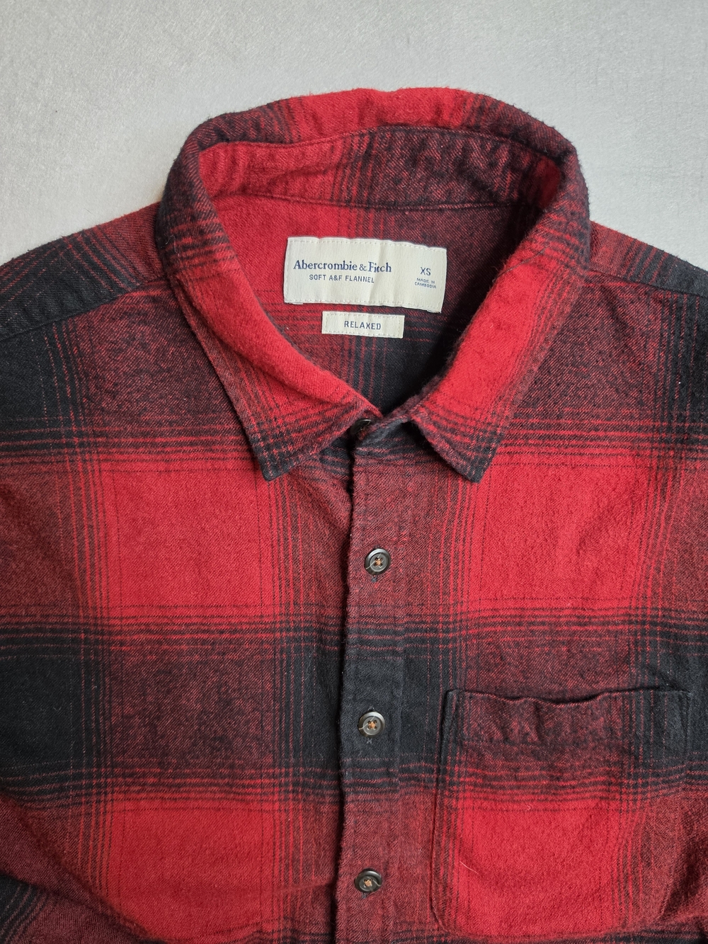 Abercrombie & Fitch Men's Soft Red Plaid Flannel Shirt Size XS
